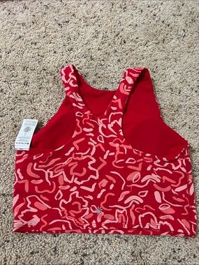 Athleta Red and Pink Abstract Crop Sports Bra